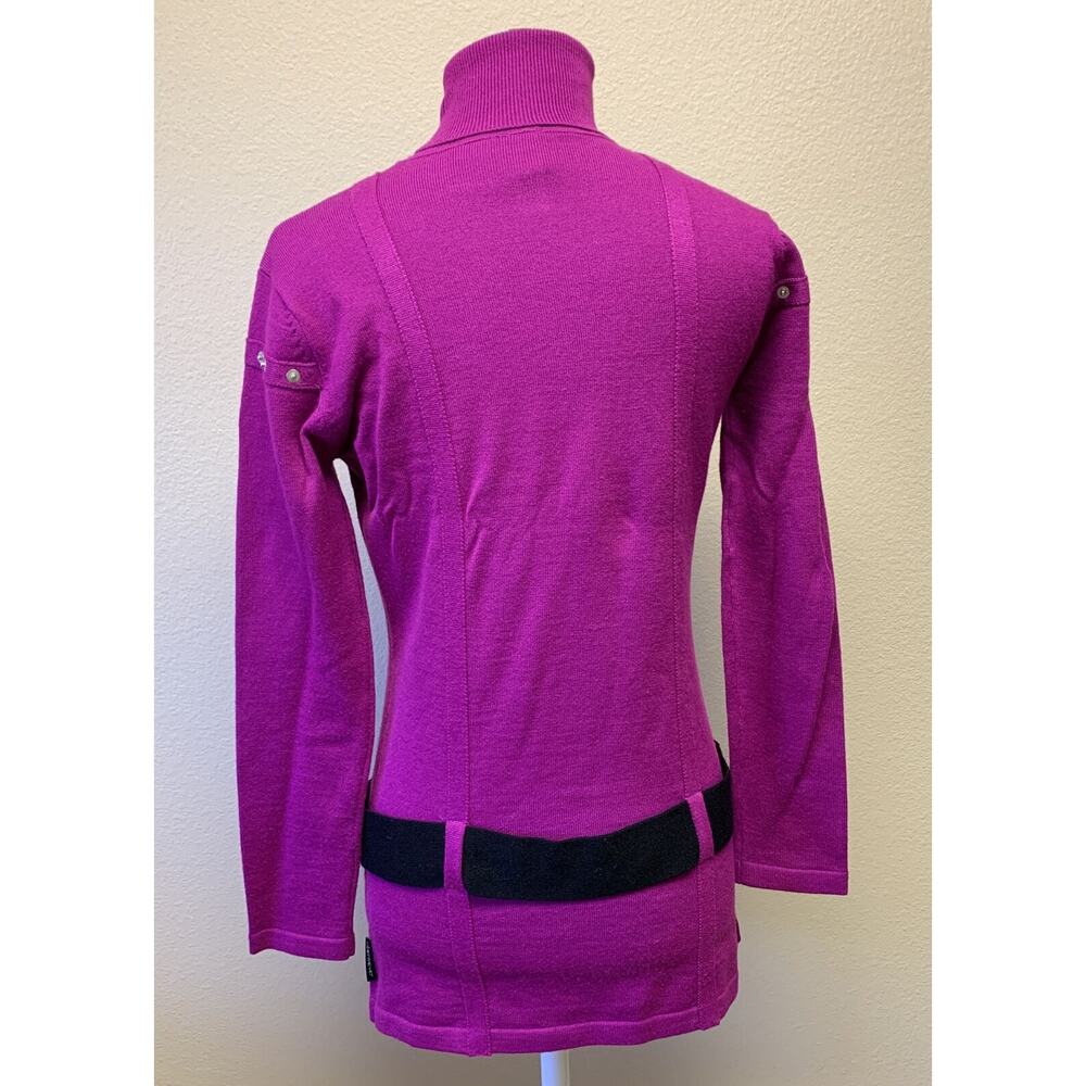 VTG Obermeyer Sweater Small Wool Blend Apres Ski Tunic belted Y2K Chic Rare - Picture 3 of 9